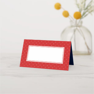 Tarjeta De Asiento Añadir tu texto moderno punto de polka rojo y blan