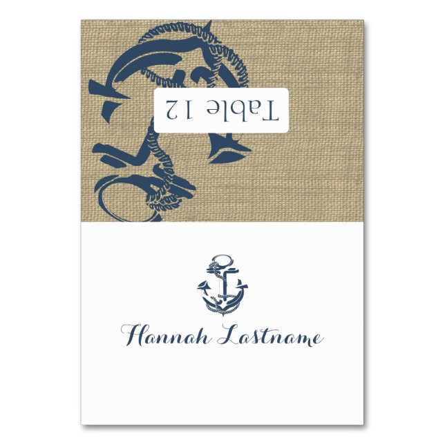 Tarjeta de asiento Anchor Burlap (Anverso)