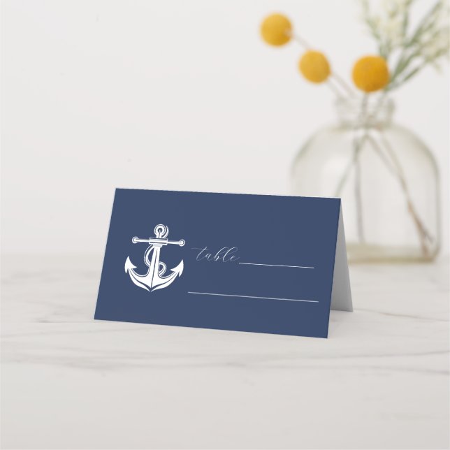 Tarjeta De Asiento Anchor Nautical Naval Boat Boda (Anverso)