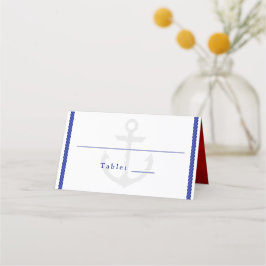 Tarjeta De Asiento Anclaje de color azul blanco de Boda náutico