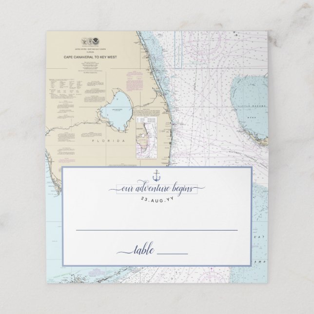 Tarjeta De Asiento Anclaje de la gráfica náutica #Florida #Boda / Eve (Exterior desplegado)