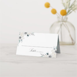 Tarjeta De Asiento Anémonas Blancas y Rosas Bodas Personalizadas
