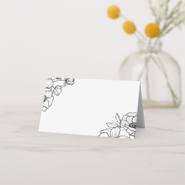 Tarjeta De Asiento Anemone Bouquet Boda (Anverso)