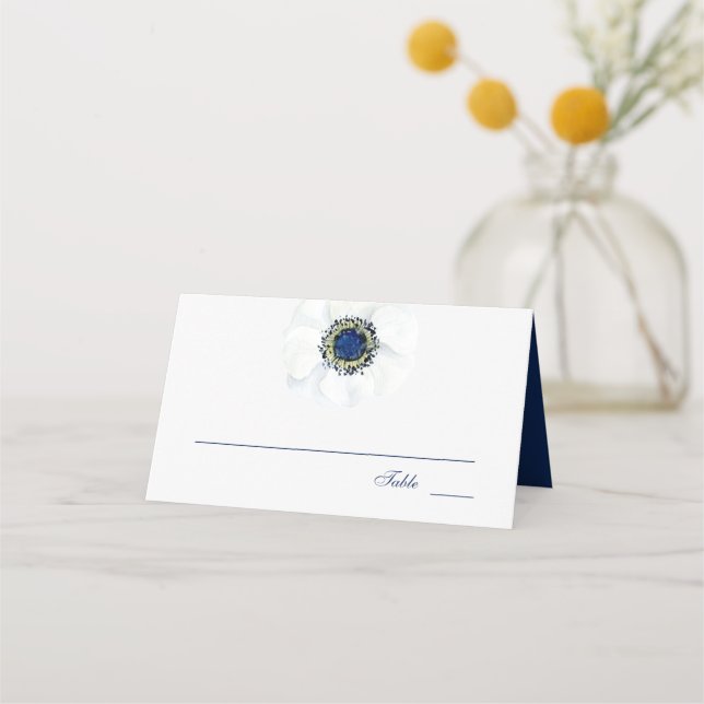 Tarjeta De Asiento Anemone de medianoche | Boda floral (Anverso)