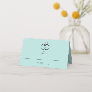 Tarjeta De Asiento Anillos interbloqueados Monogramado del huevo azul