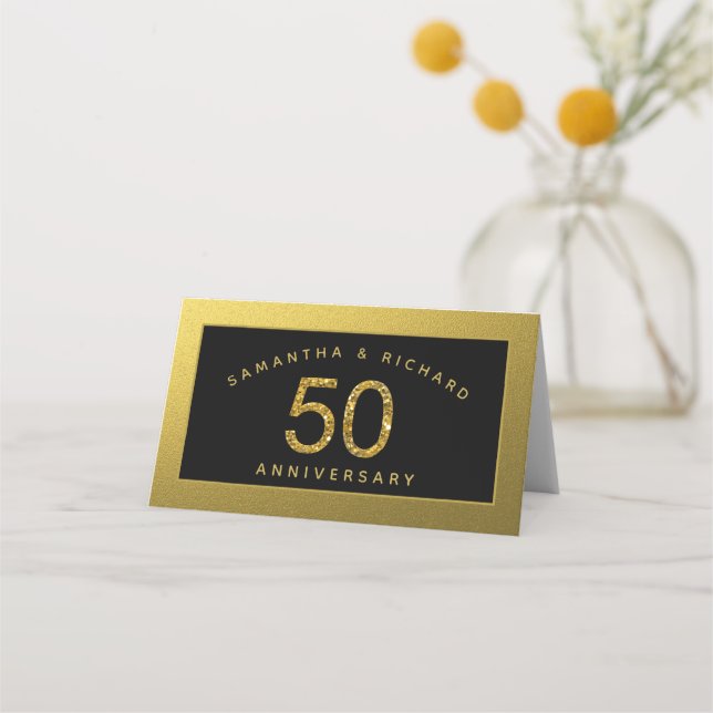 Tarjeta De Asiento Aniversario de bodas de oro 50º (Anverso)