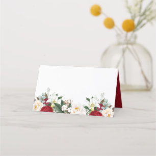 Tarjeta De Asiento Aniversario elegante de la floración roja de Quinc