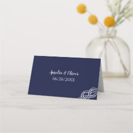 Tarjeta De Asiento Anudaron La Cuerda Cuerda Naval Blanca & Boda Nava