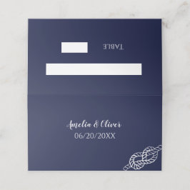 Tarjeta De Asiento Anudaron La Cuerda Cuerda Naval Blanca & Boda Nava