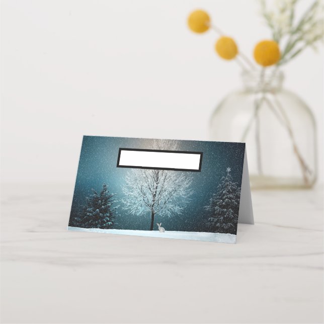Tarjeta De Asiento Árbol de escarcha por la noche (Anverso)