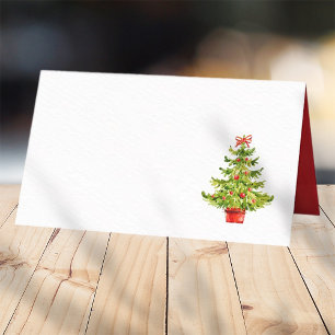Tarjeta De Asiento Árbol de Navidad acuarela   Vacaciones