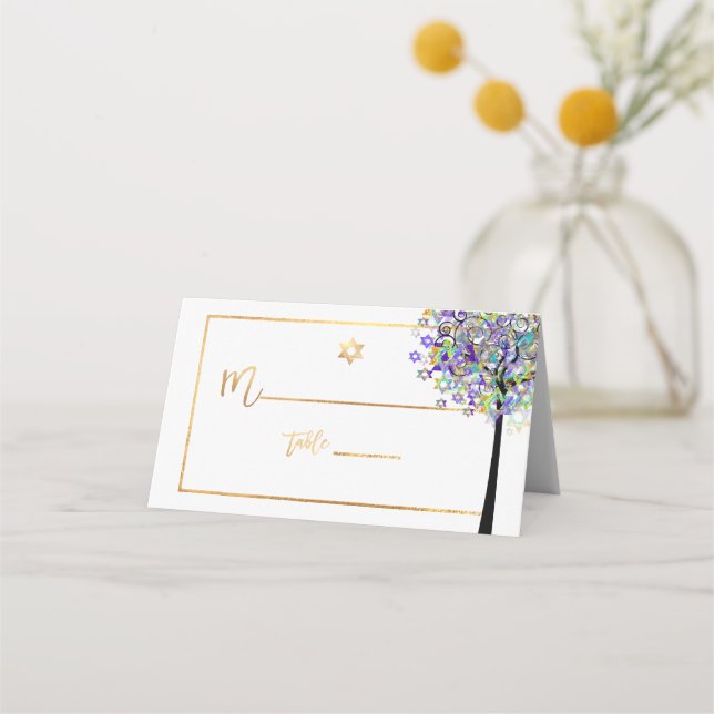 Tarjeta De Asiento Árbol de PixDezines de LIfe+Púrpura+Verde (Anverso)