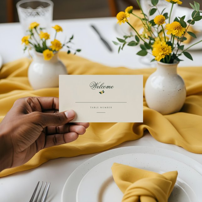 Tarjeta De Asiento Árbol floral de flores de limón Boda amarillo eleg (Lemon Blossom Floral Tree Elegant Yellow Wedding Place Card)