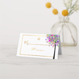 Tarjeta De Asiento Árbol PixDezines de LIfe+Rosa+Verde+Faux Gold