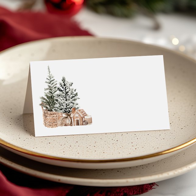Tarjeta De Asiento Árboles de Navidad minimalistas rústicos (Subido por el creador)