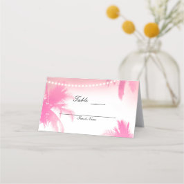 Tarjeta De Asiento Árboles de Palma Rosados Soñadores y Luces Mesa As