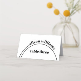 Tarjeta De Asiento Arco blanco negro y boda minimalista de la tipogra