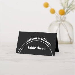 Tarjeta De Asiento Arco blanco y boda minimalista negro de tipografía