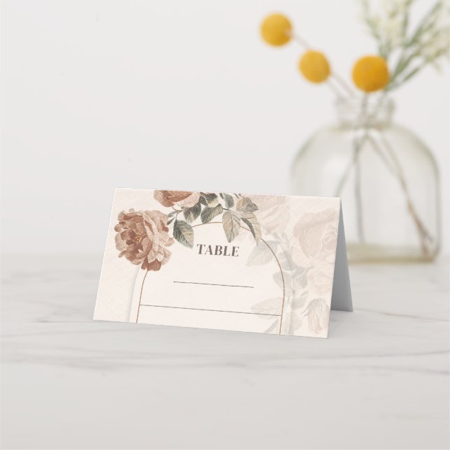 Tarjeta De Asiento Arco de arado floral de terracota rústica (Anverso)