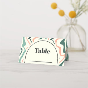 Tarjeta De Asiento Arco de remolino retro verde menta rosa boda