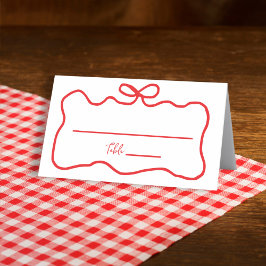 Tarjeta De Asiento Arco Rojo Ondulado Dibujado a Mano para Despedida 