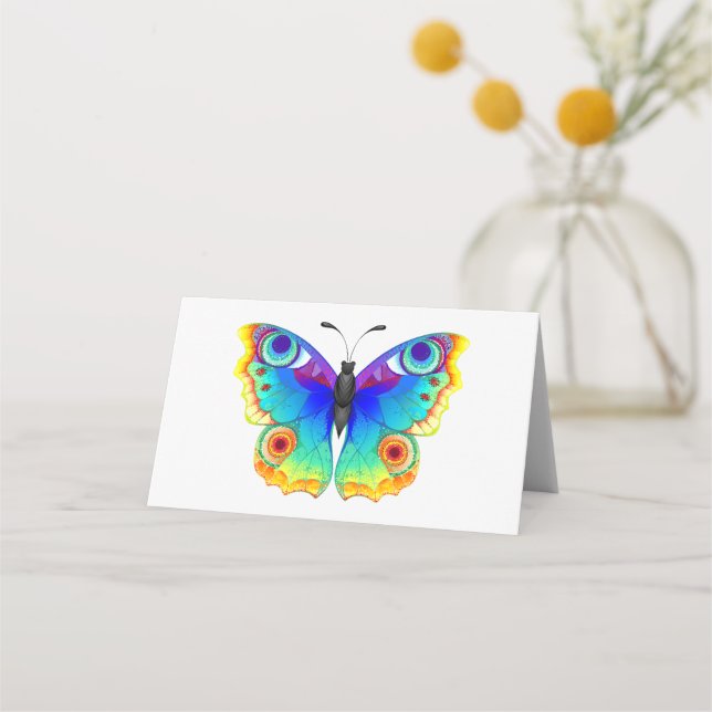 Tarjeta De Asiento Arcoiris mariposa Peacock Eye (Anverso)