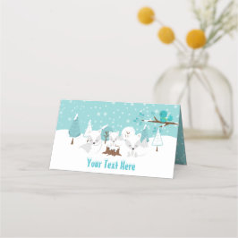 Tarjeta De Asiento Arctic Foxes Winter Wonderland Baby Shower