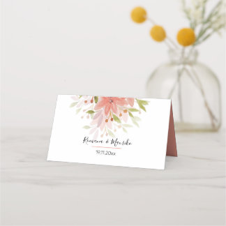 Tarjeta De Asiento Arte Acuarela Floral Boho Terracota