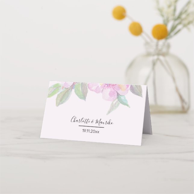 Tarjeta De Asiento Arte artístico Boho floral acuarela (Anverso)