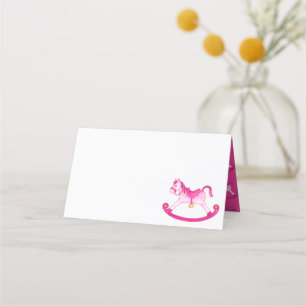 Tarjeta De Asiento Artes acuáticas de caballos de balanceo rosa