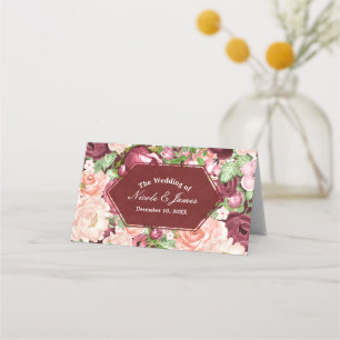 Tarjeta De Asiento Asiento de mesa de boda floral rústico marrón mars