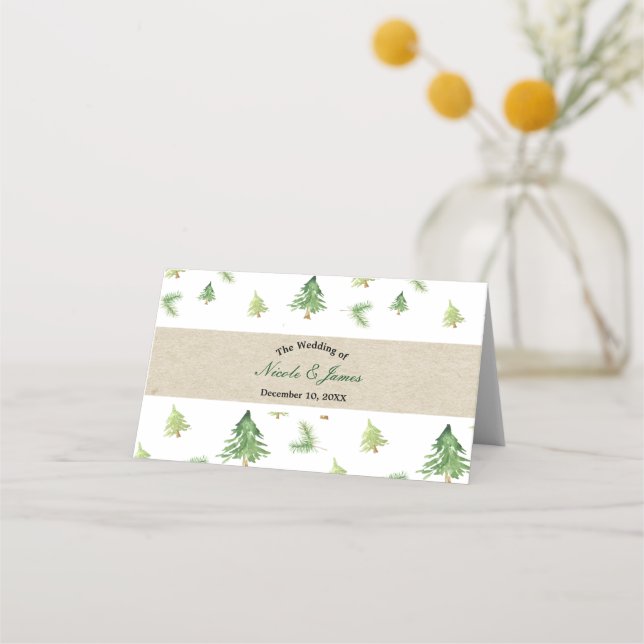 Tarjeta De Asiento Asiento de mesa de casamiento de invierno de pinos (Anverso)