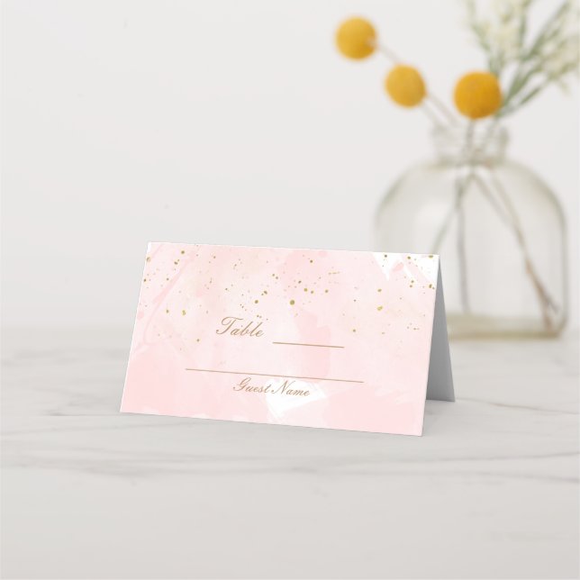 Tarjeta De Asiento Asiento de mesa moderno con salpicaduras de rosa s (Reverso)