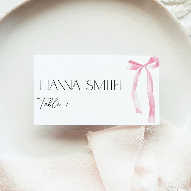 Tarjeta De Asiento Asiento de nombre de novia Coquette Pink Bow (Subido por el creador)