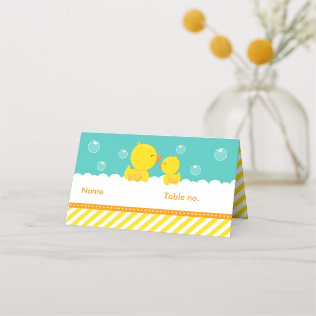 Tarjeta De Asiento Asientos Baby Shower verdes y amarillos dudosos de (Anverso)