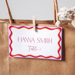 Tarjeta De Asiento Asientos con borde ondulado rosa y naranja