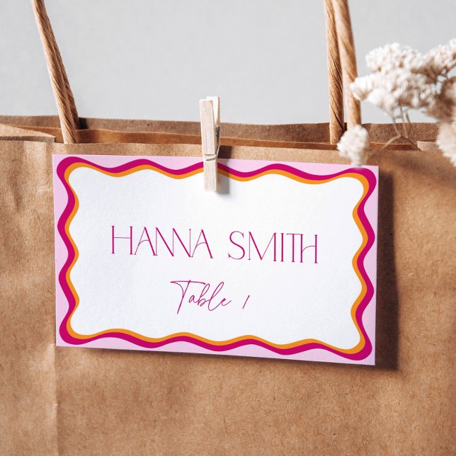 Tarjeta De Asiento Asientos con borde ondulado rosa y naranja (Subido por el creador)