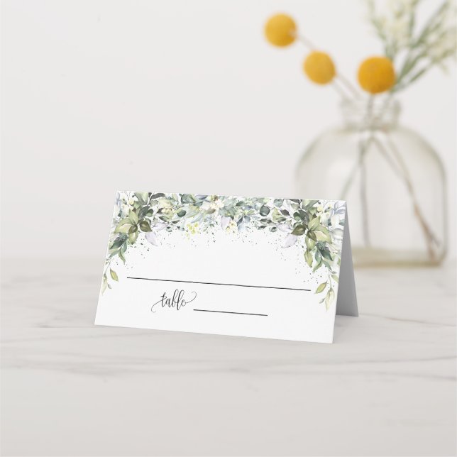 Tarjeta De Asiento Asientos de boda de ducha de eucalipto verde (Anverso)