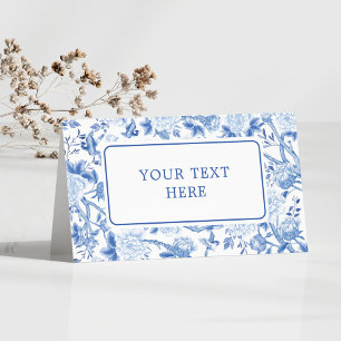 Tarjeta De Asiento Asientos de Boda floral Chinoiserie azul blanco
