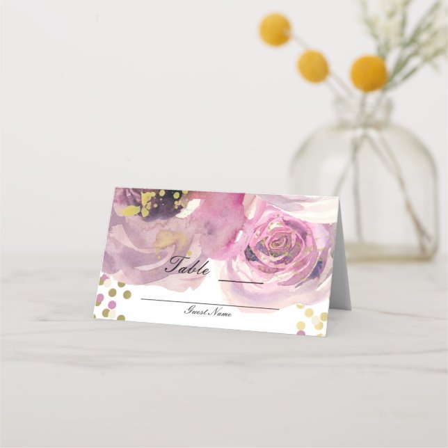 Tarjeta De Asiento Asientos de mesa de boda floral modernos rosa y do (Reverso)