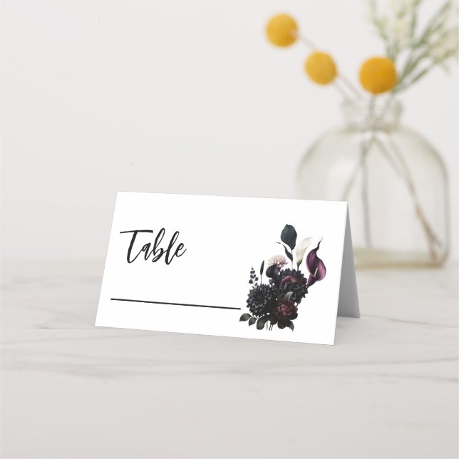 Tarjeta De Asiento Asientos de mesa de Boda floral romántico moro osc (Anverso)