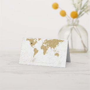 Tarjeta De Asiento Asientos de mesa de Bodas de mapas del mundo del R