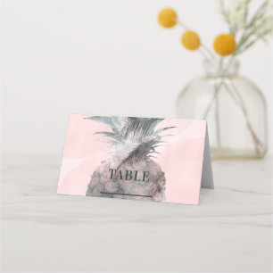 Tarjeta De Asiento Asientos de mesa de piña tropical rosa oro rosado