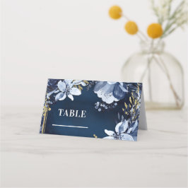 Tarjeta De Asiento Asientos de mesa florales en acuarela azul marino 