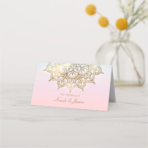 Tarjeta De Asiento Asientos de mesa modernos dorados mandala rosa mel