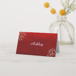 Tarjeta De Asiento Asientos de Navidad con Purpurina Falsa Roja