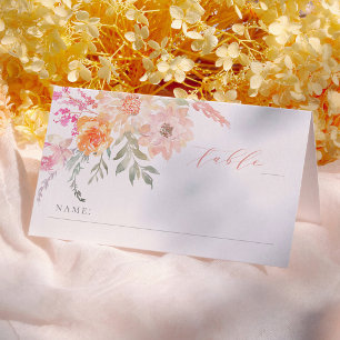 Tarjeta De Asiento Asientos para Baby Shower Floral Rosa y Turquesa