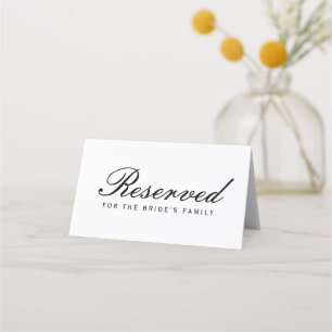 Tarjeta De Asiento Asientos reservados Elegante Blanco Negro Moderno