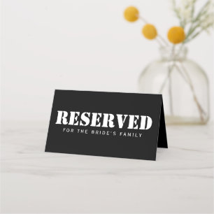 Tarjeta De Asiento Asientos reservados Sencillo Elegante Blanco Negro