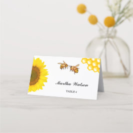 Tarjeta De Asiento Asientos Rustic Sunflower & Bee Boda